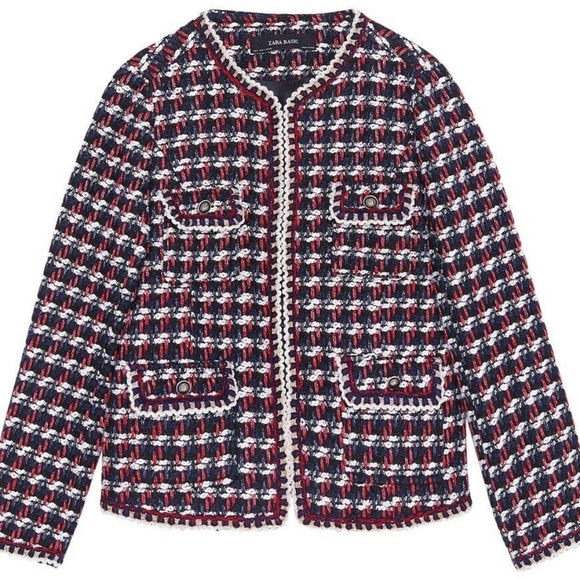 Zara Multicolor New Tweed Blazer Sz M - Picture 2 of 8